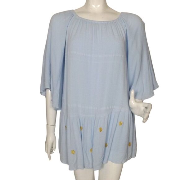 LILLY PULITZER Ultra Mini Dress/Top, XXS, Light blue/Golden Shells, Ruffle Hem - Picture 1 of 12